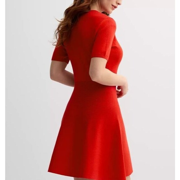 Draper James Bow Neck Detail Fit & Flare Mini Sweater Dress Size Large - Picture 2 of 16